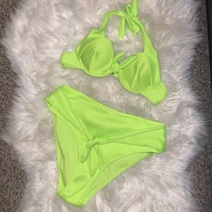 FASHION NOVA LIME GREEN HIGH WAISTED BIKINI
